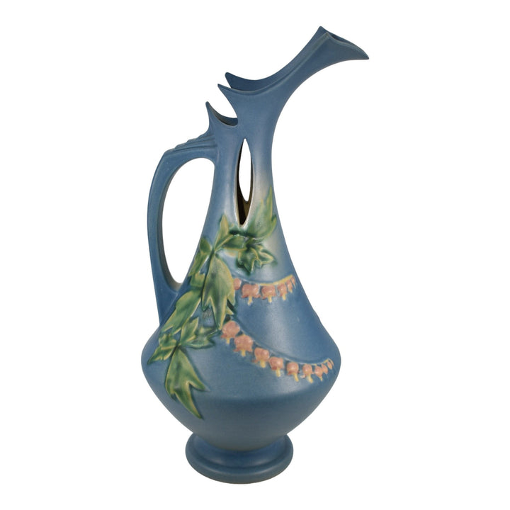 Roseville Bleeding Heart Blue 1940 Vintage Art Deco Pottery Ceramic Ewer 975-15