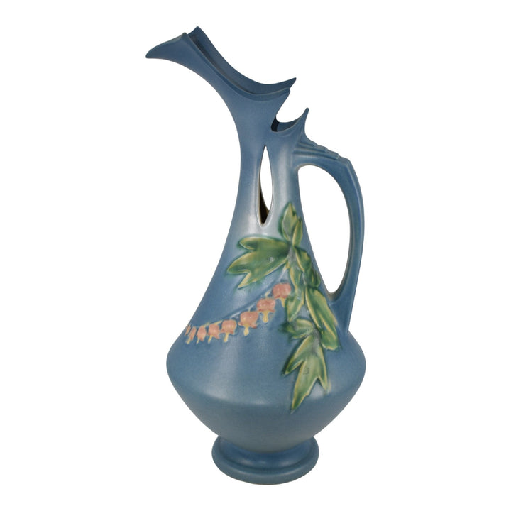 Roseville Bleeding Heart Blue 1940 Vintage Art Deco Pottery Ceramic Ewer 975-15