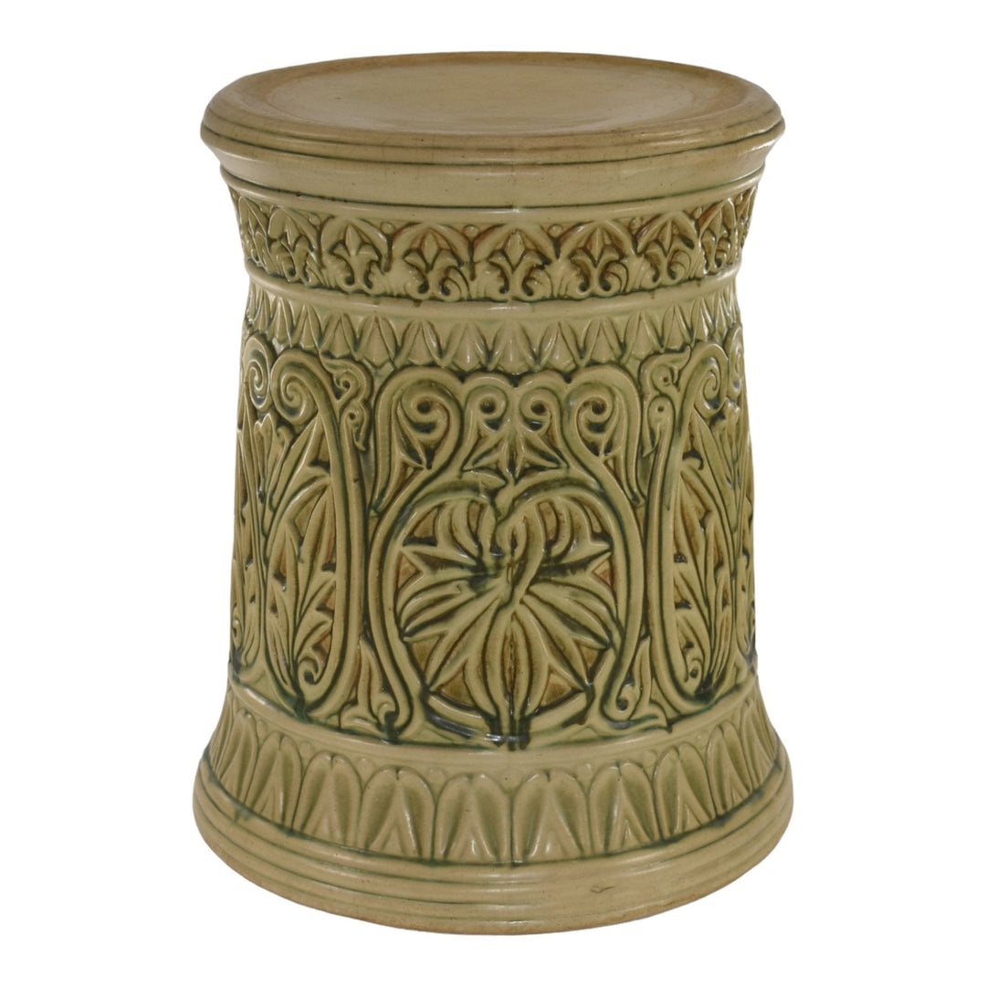 Weller Flemish Ivory 1910s-20s Antique Art Pottery Brown Green Ceramic Pedestal - Just Art Pottery