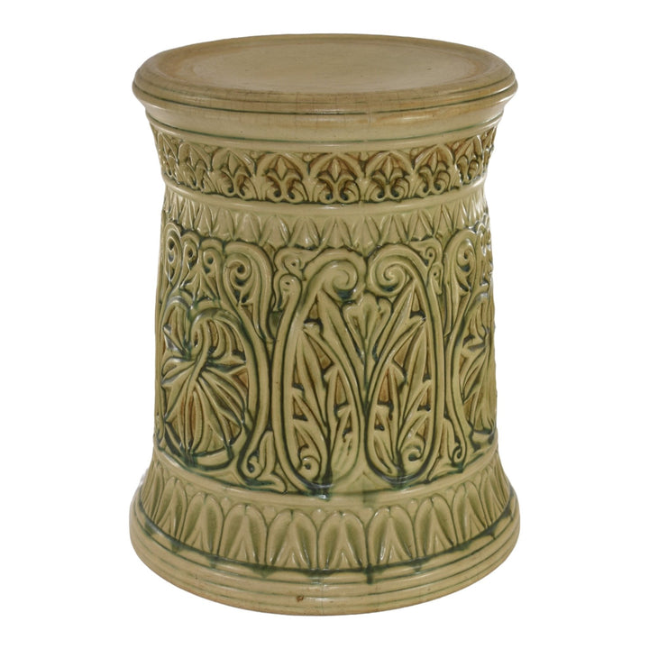Weller Flemish Ivory 1910s-20s Antique Art Pottery Brown Green Ceramic Pedestal - Just Art Pottery