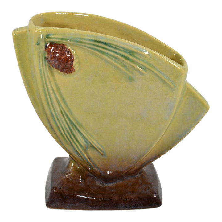 Roseville Wincraft Green 1948 Mid Century Modern Pottery Pine Cone Vase 272-6 - Just Art Pottery