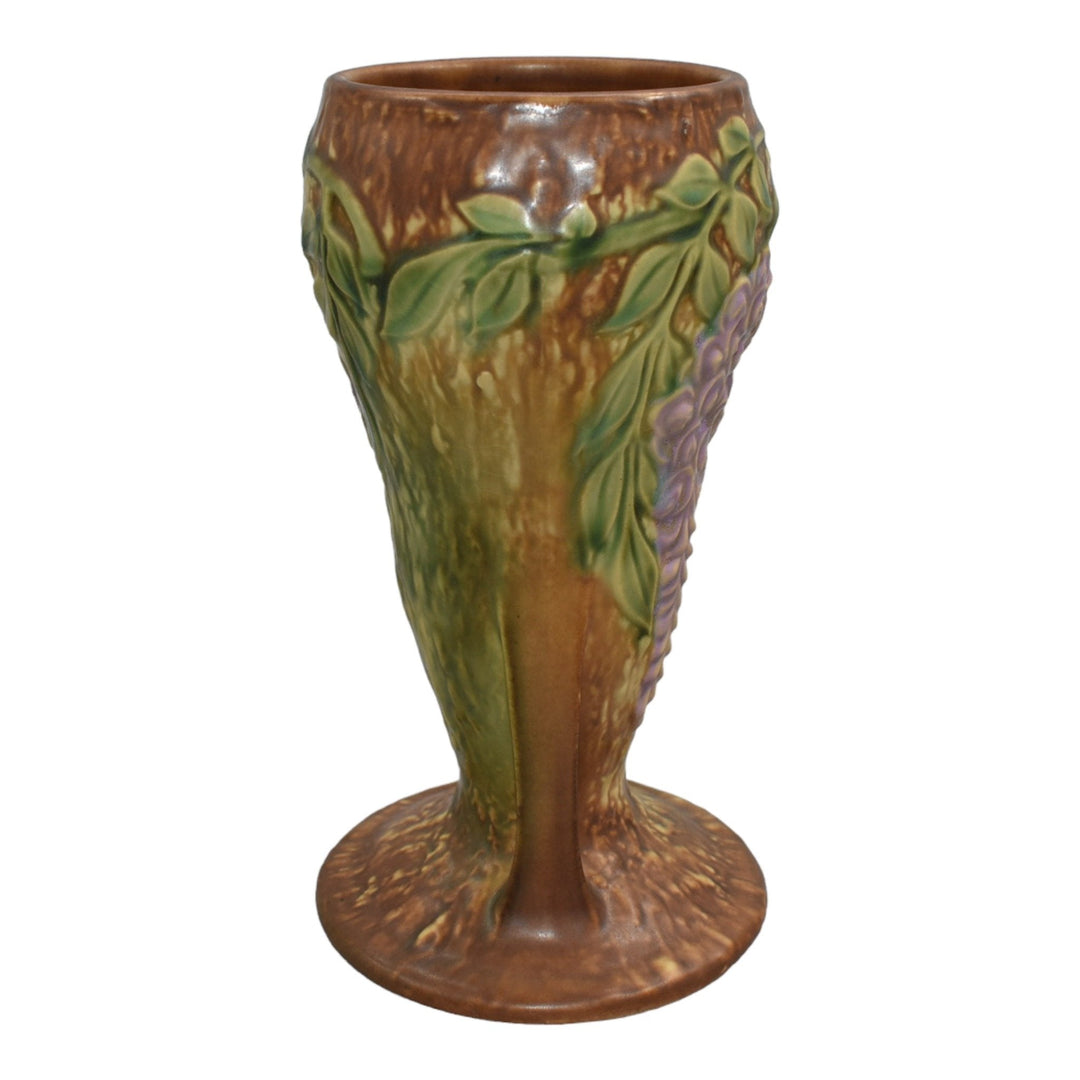 Roseville Wisteria Tan 1933 Vintage Arts And Crafts Pottery Ceramic Vase 635-8 - Just Art Pottery