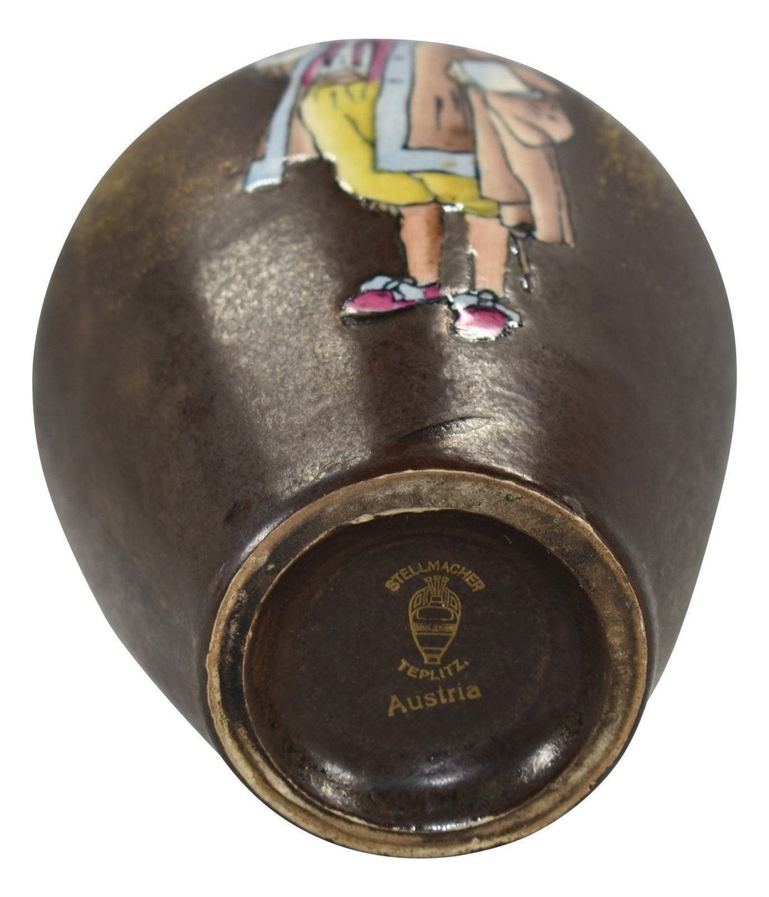 Teplitz Stellmacher Austrian Amphora Pottery Colonial Man Handled Vase - Just Art Pottery